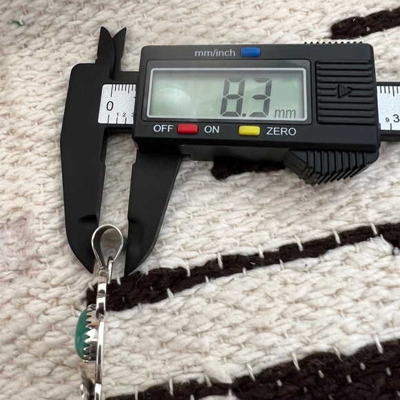 ❤️ Kingman Turquoise Navajo Sterling Silver Decorative NAJA Pendant 12.1G - 2”L - Picture 9 of 16